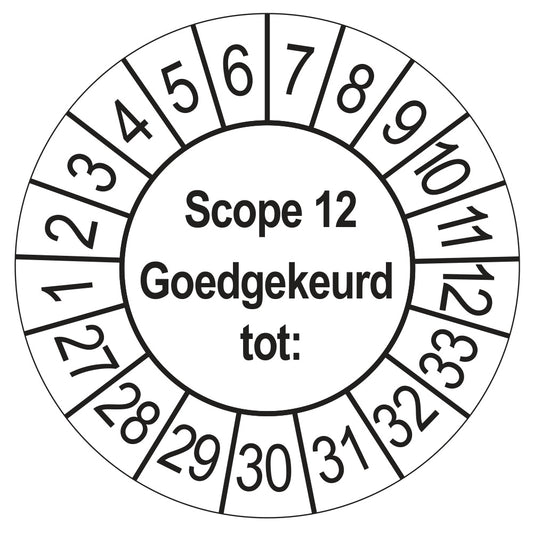 Keuringssticker SCIOS Scope 12 Goedgekeurd tot, wit, Ø 35 mm