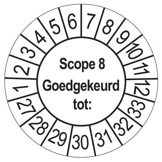 Keuringssticker SCIOS Scope 8 Goedgekeurd tot, wit, Ø 35 mm