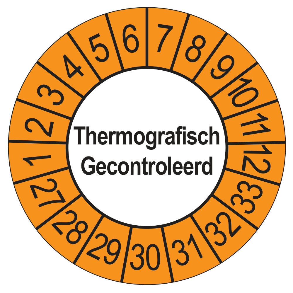 Thermografisch Gecontroleerd keuringssticker buiten oranje 2027