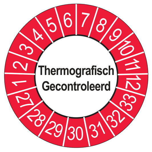 Thermografisch Gecontroleerd keuringssticker buiten rood 2027