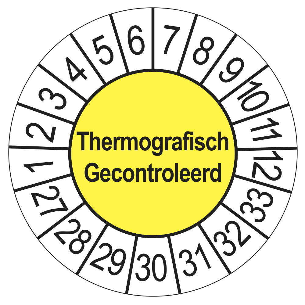 Thermografisch Gecontroleerd keuringssticker geel 2027