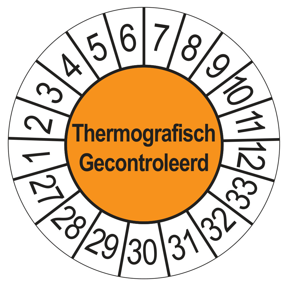 Thermografisch Gecontroleerd keuringssticker oranje 2027