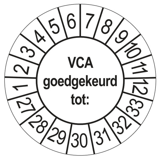 Keuringsstickers VCA 2027 | 50 stuks, Ø 35 mm | Wit