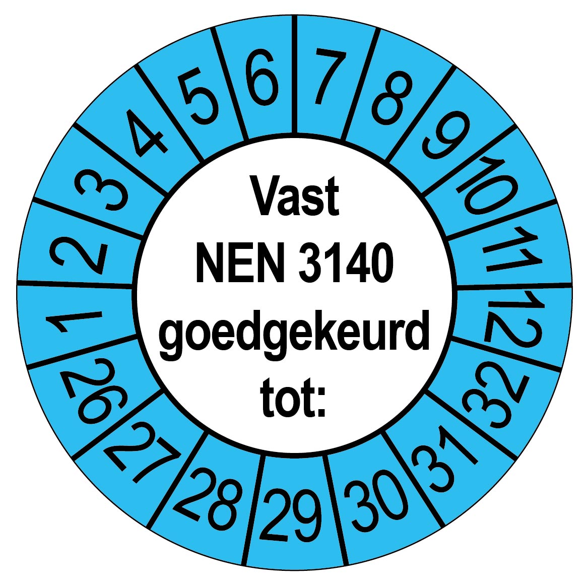 keuringsstickers vast nen 3140 Goedgekeurd | 50 stuks 10 strips 35mm | Buiten Blauw