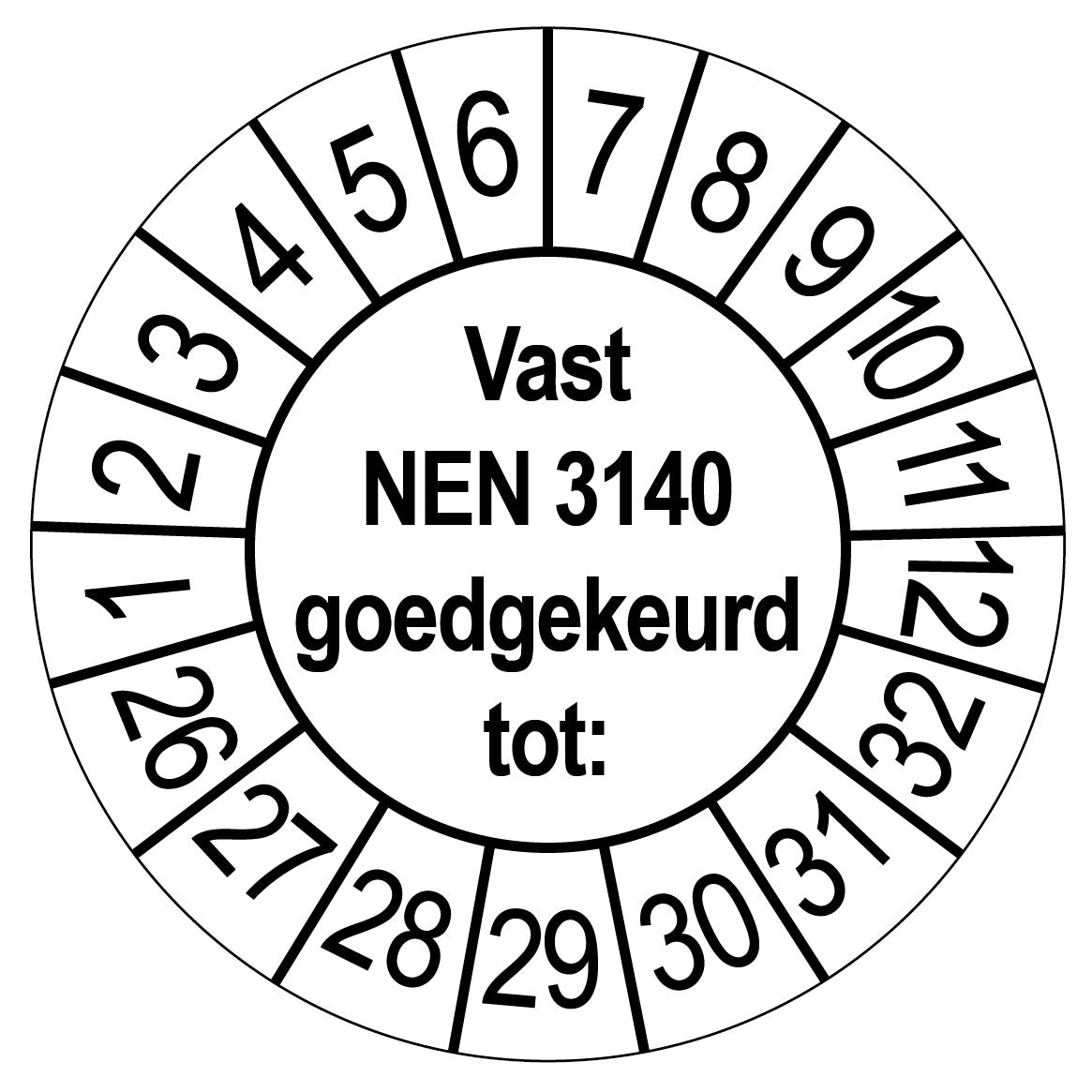 keuringsstickers vast nen 3140 Goedgekeurd | 50 stuks 10 strips 35mm | Wit