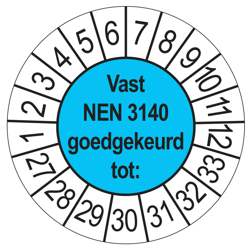 Vast NEN 3140 keuringssticker blauw 2027