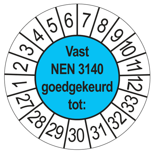 Vast NEN 3140 keuringssticker blauw 2027