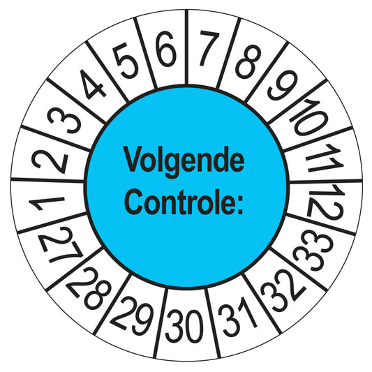 Volgende Controle keuringssticker blauw 2027