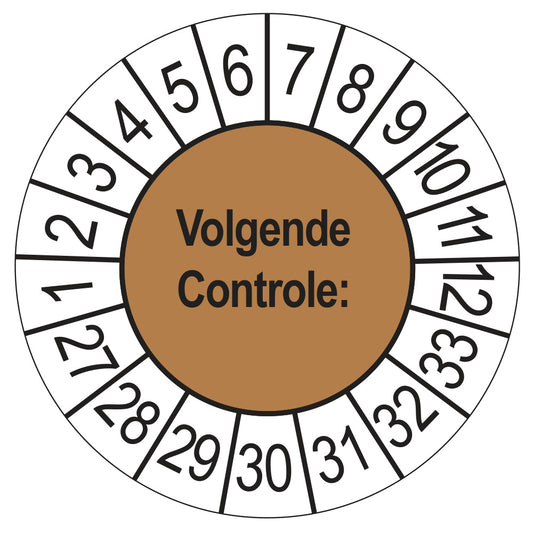 Volgende Controle keuringssticker bruin 2027