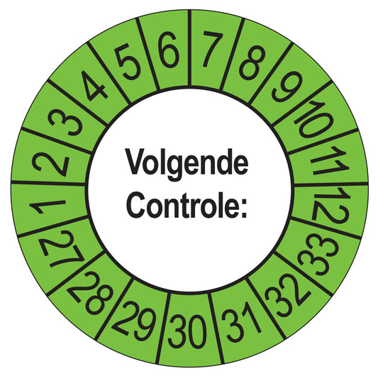 Volgende Controle keuringssticker buiten groen 2027
