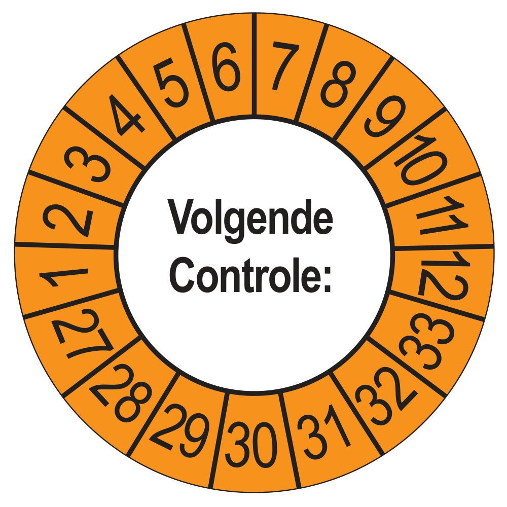 Volgende Controle keuringssticker buiten oranje 2027