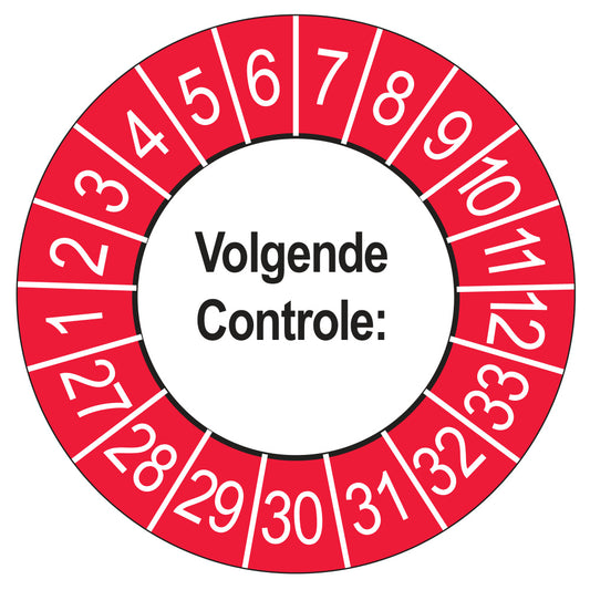 Volgende Controle keuringssticker buiten rood 2027