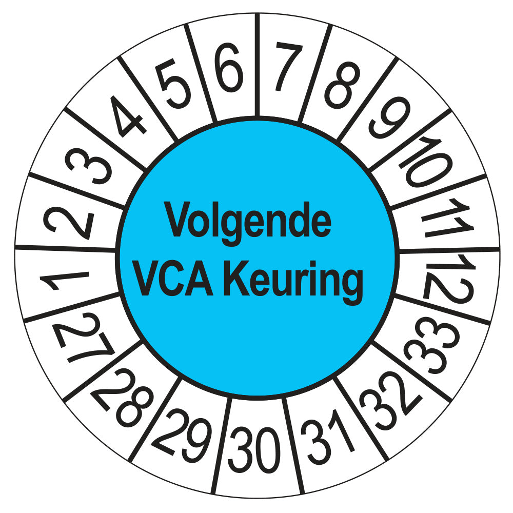 Keuringsstickers Volgende VCA Keuring 2027 | 50 stuks, Ø 35 mm | Blauw