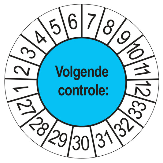 Volgende Controle keuringssticker blauw 2027