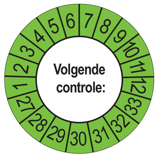 Volgende Controle keuringssticker buiten groen 2027