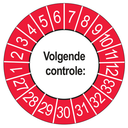 Volgende Controle keuringssticker buiten rood 2027