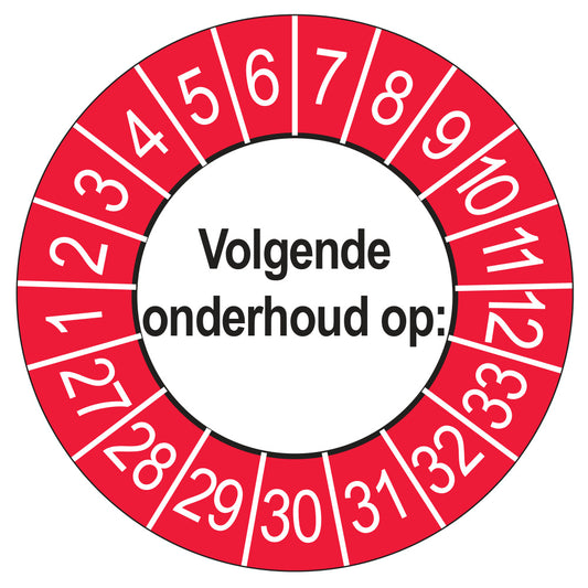 Volgende Onderhoud keuringssticker buiten rood 2027