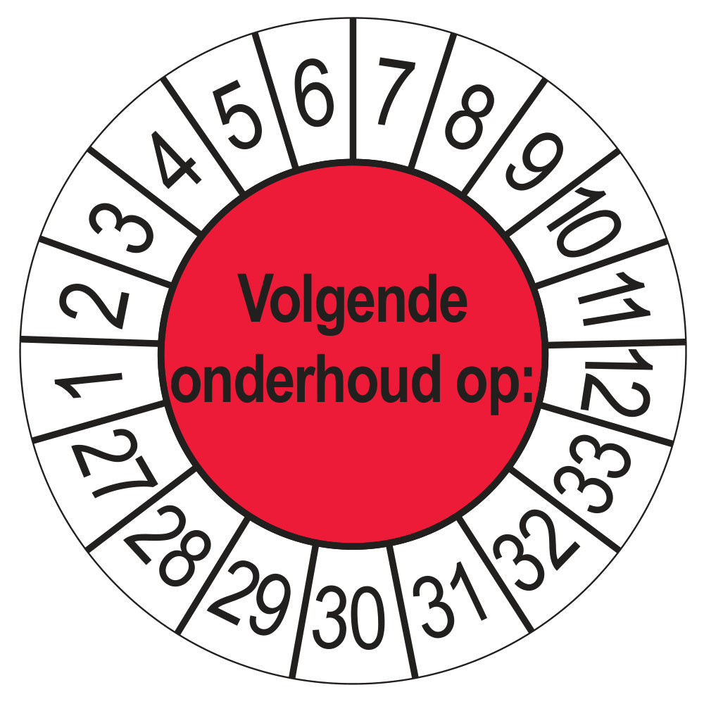 Volgende Onderhoud keuringssticker rood 2027