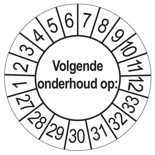 Volgende Onderhoud keuringssticker wit 2027