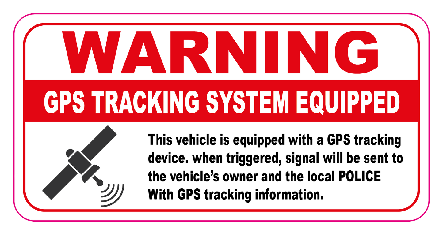 12 stickers 60 x 30 mm | Warning GPS TRACKING SYSTEM EQUIPPED | Vinyl