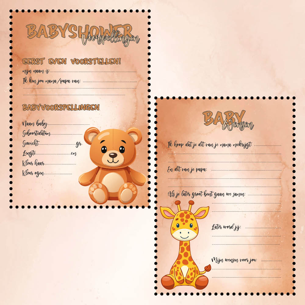 Babyshower kaarten (20 stuks) - Maak Blijvende Herinneringen - Babyshower 17 - Ricard Pictogram stickers - 8718133059131