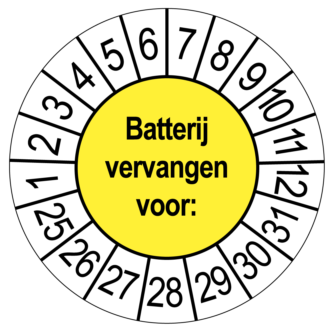 Batterij vervangen Keuringsstickers | 50 stuks (10 strips) | 35mm Rond | Vinyl - Ricard Pictogram stickers - 8718133054105