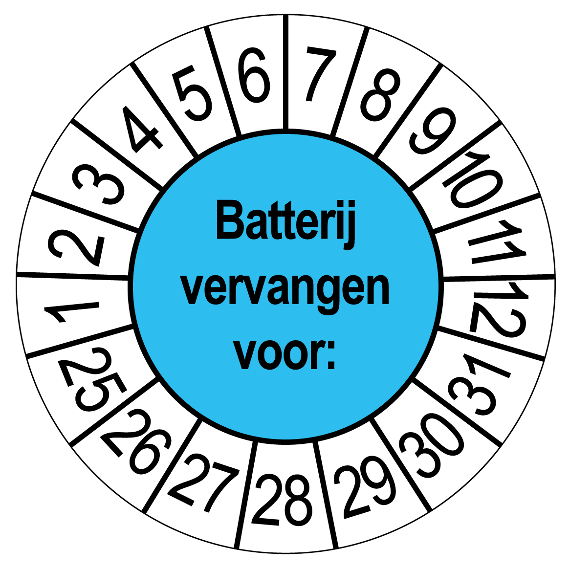 Batterij vervangen Keuringsstickers | 50 stuks (10 strips) | 35mm Rond | Vinyl - Ricard Pictogram stickers - 8718133054129