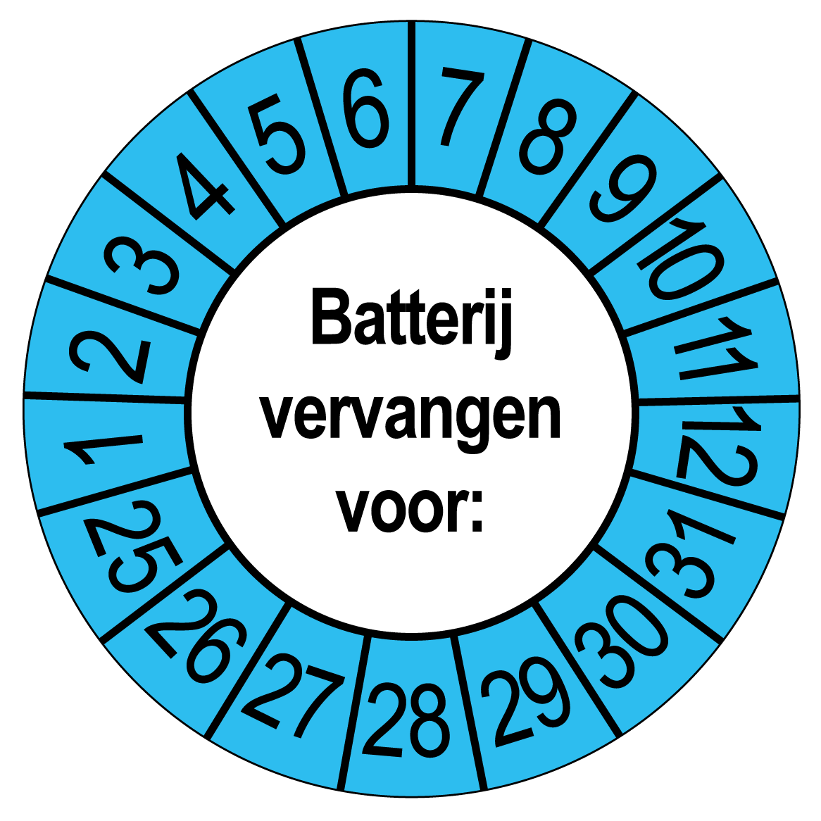 Batterij vervangen Keuringsstickers | 50 stuks (10 strips) | 35mm Rond | Vinyl - Ricard Pictogram stickers - 8718133054167