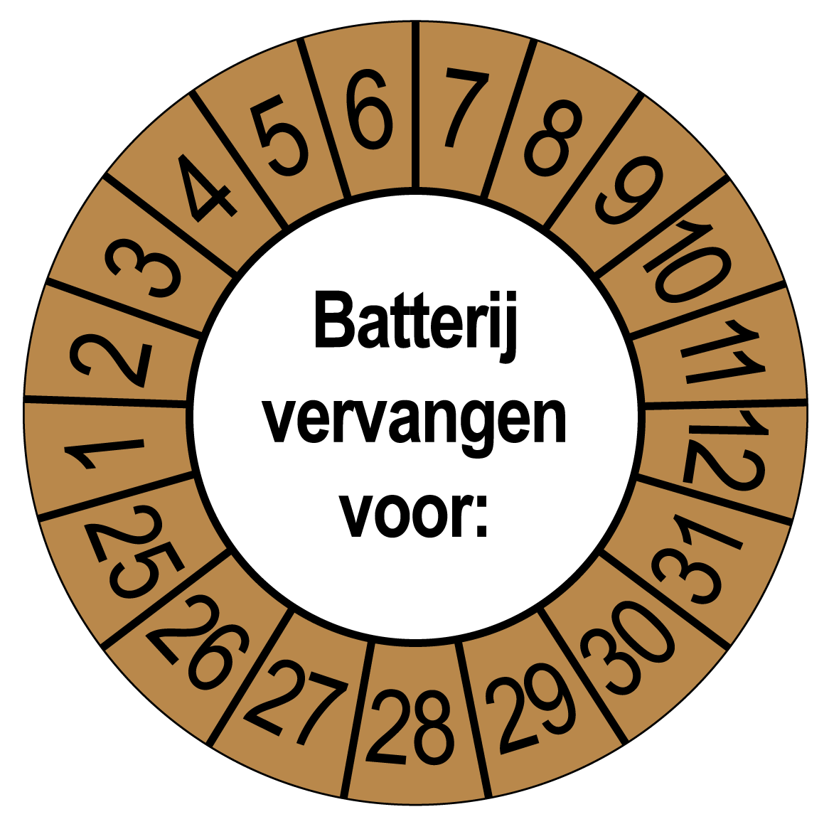 Batterij vervangen Keuringsstickers | 50 stuks (10 strips) | 35mm Rond | Vinyl - Ricard Pictogram stickers - 8718133054204