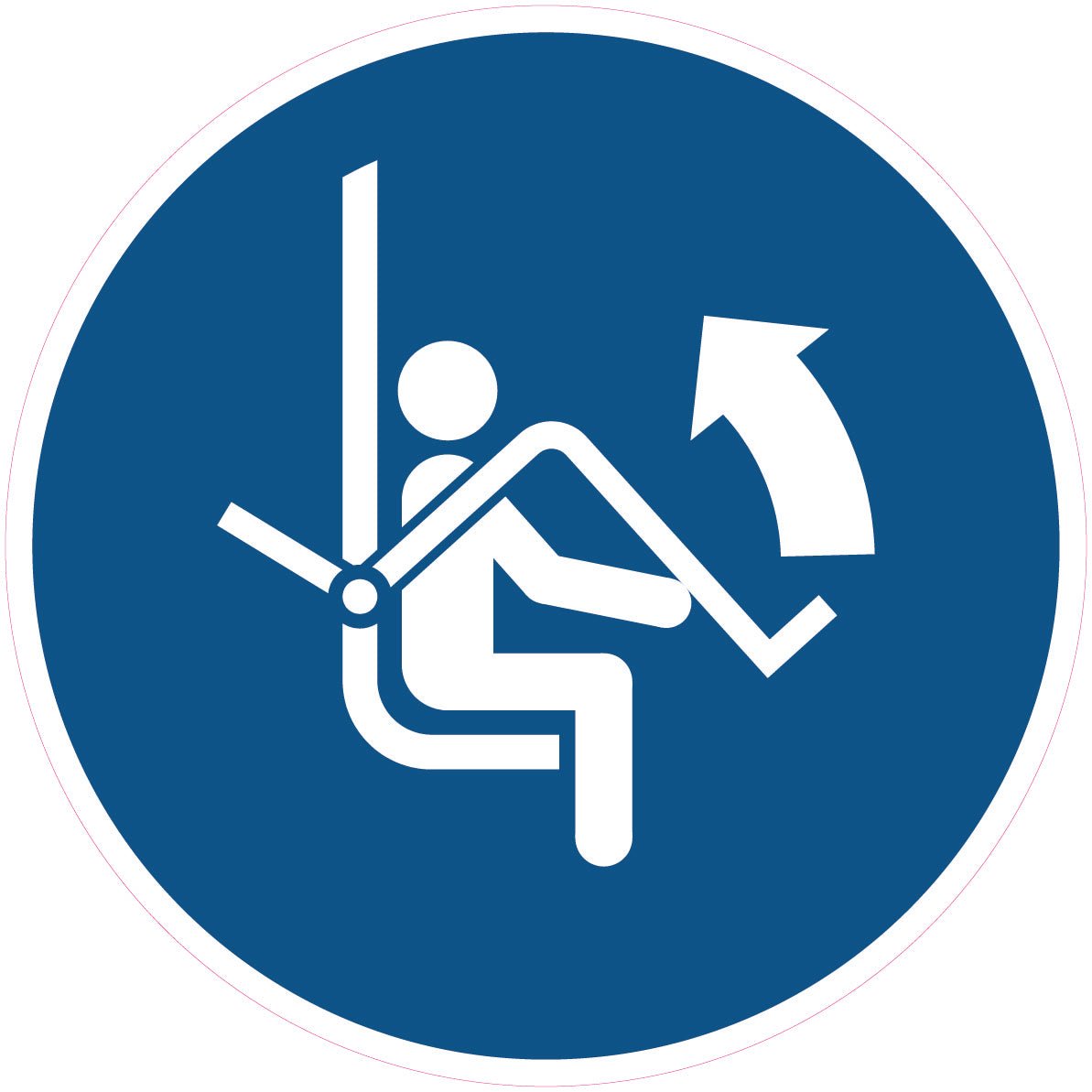 Gebodssticker beugel stoeltjeslift openen, ISO 7010 M034