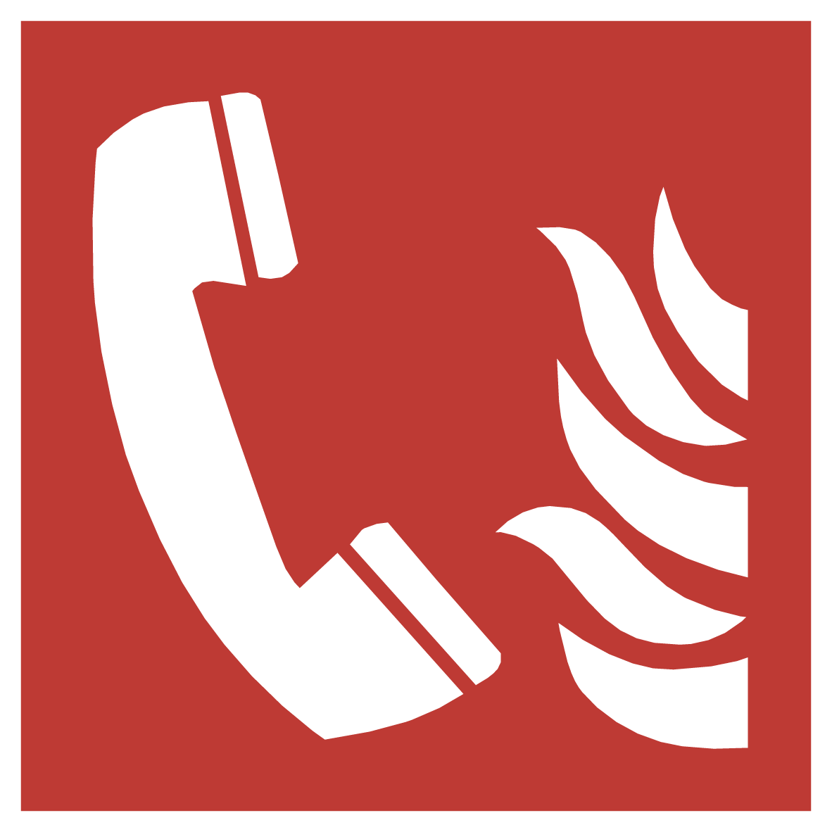 Brand alarmtelefoon sticker – rood ISO 7010 F006 pictogram