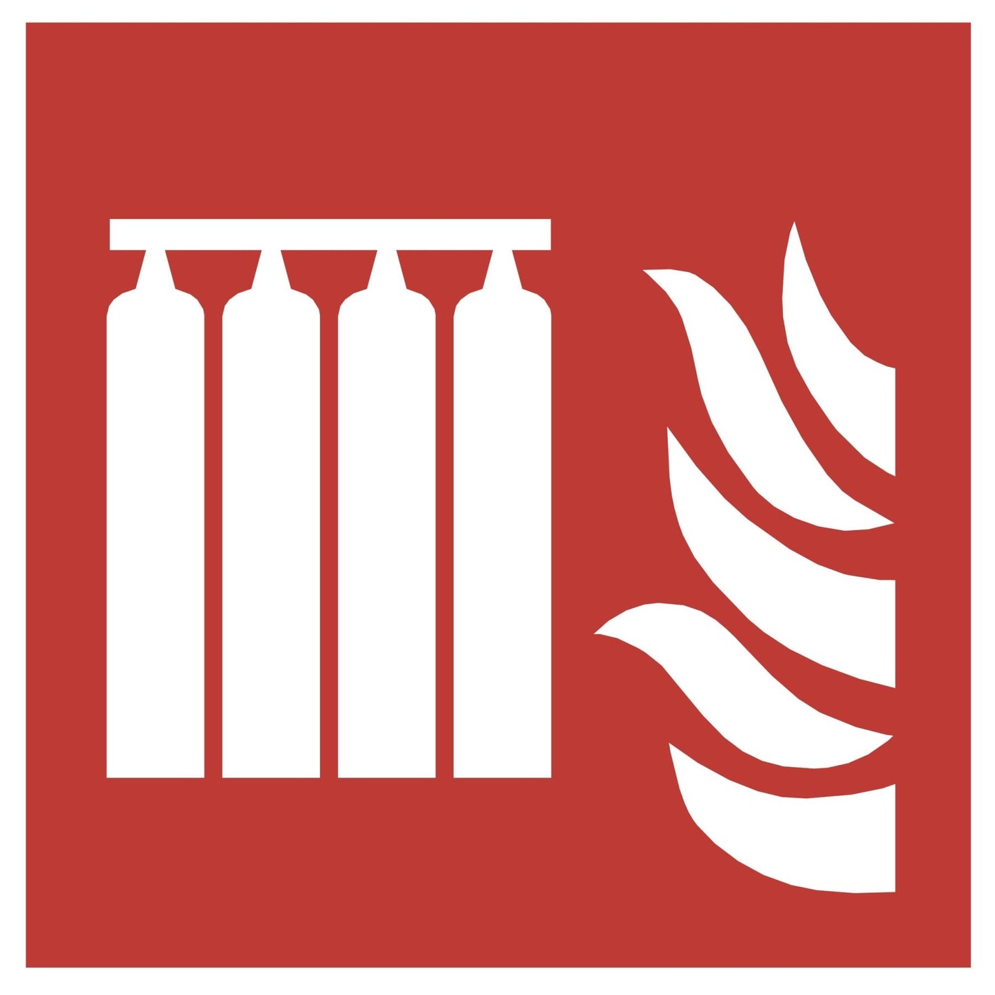 Brandblusbatterij sticker – rood ISO 7010 F008 pictogram
