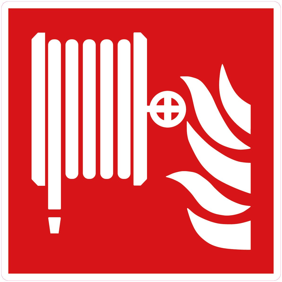 Brandhaspel sticker – rood ISO 7010 F002 pictogram