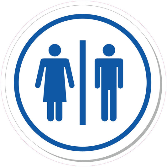 Dames en Heren Toilet ronde sticker Zwart Blauw Rood - Ricard Pictogram stickers -
