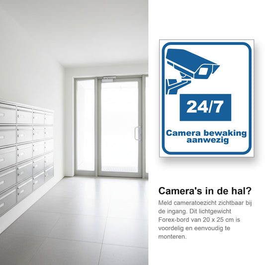 sfeerbeeld bord forex-camera-tekst-blauw