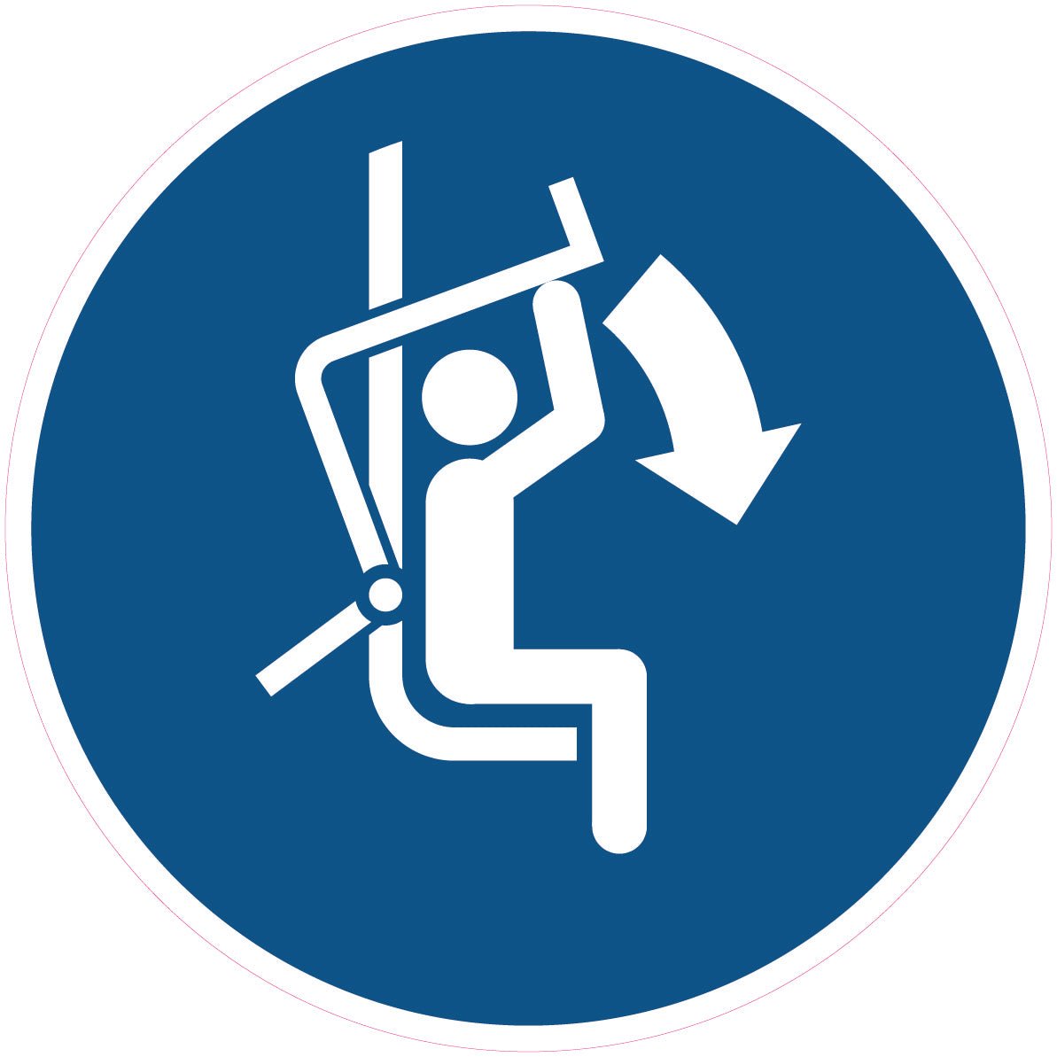 Gebodssticker beugel stoeltjeslift sluiten, ISO 7010 M033