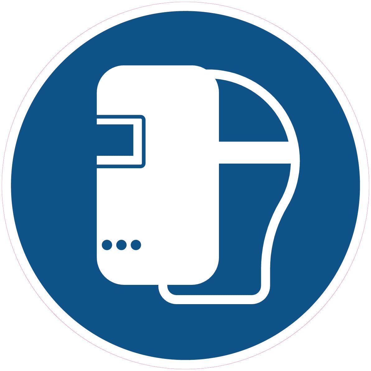 Gebodssticker lasmasker verplicht, ISO 7010 M019