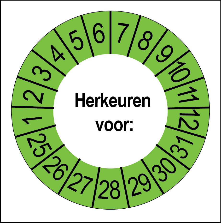 Keuringsstickers Herkeuren Groene Buitenrand - Rond 35 mm - Ricard