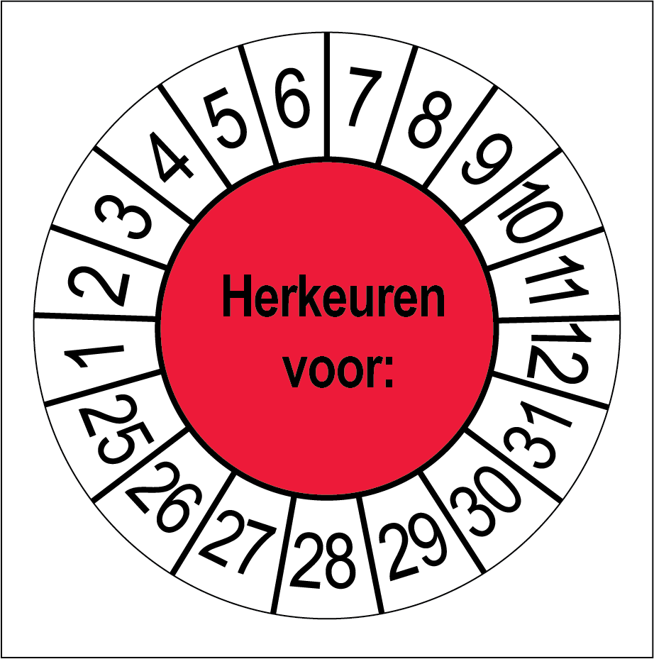 Keuringsstickers Herkeuren Rood - Rond 35 mm - Ricard