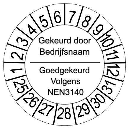 Keuringsstickers die u zelf eenvoudig kunt aanpassen met uw logo en tekst in onze studio Wit - Ricard Pictogram stickers