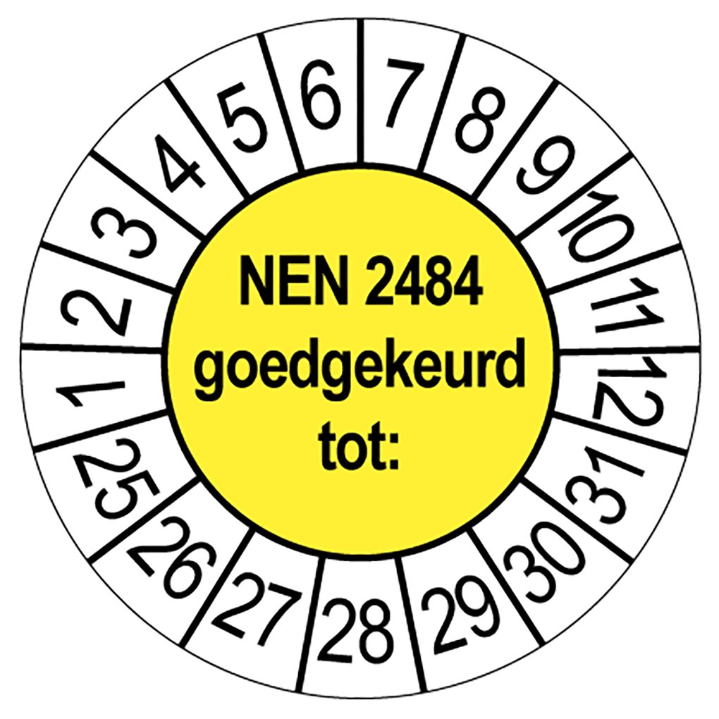 Keuringsstickers NEN 2484 | 50 - pack (10 strips) | Vinyl | 35 mm rond - Ricard Pictogram stickers - 8718133052842