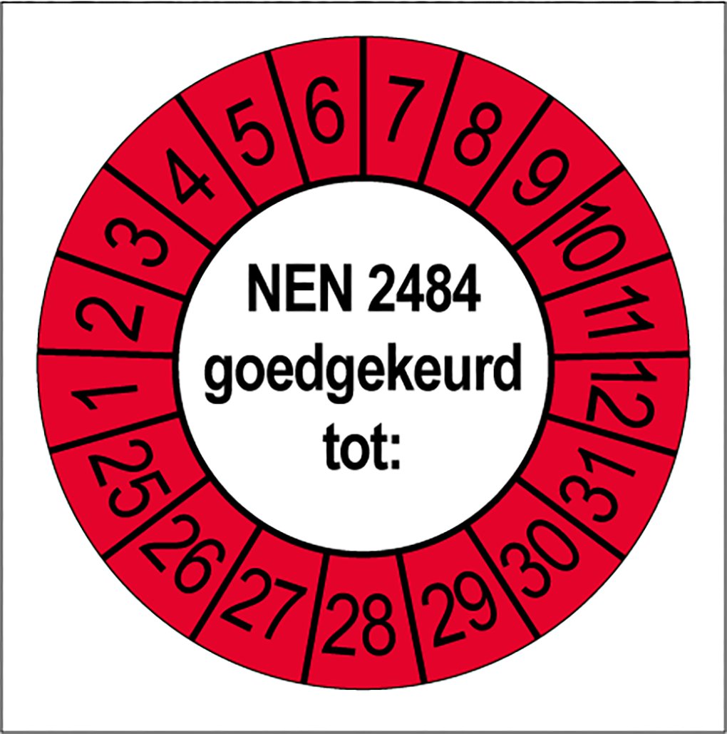 Keuringsstickers NEN 2484 | 50 - pack (10 strips) | Vinyl | 35 mm rond - Ricard Pictogram stickers - 8718133052859