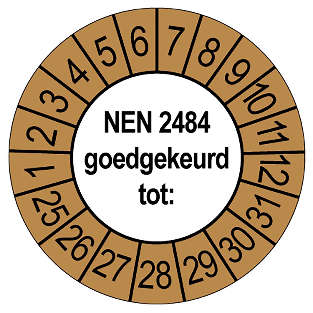 Keuringsstickers NEN 2484 | 50 - pack (10 strips) | Vinyl | 35 mm rond - Ricard Pictogram stickers - 8718133052934