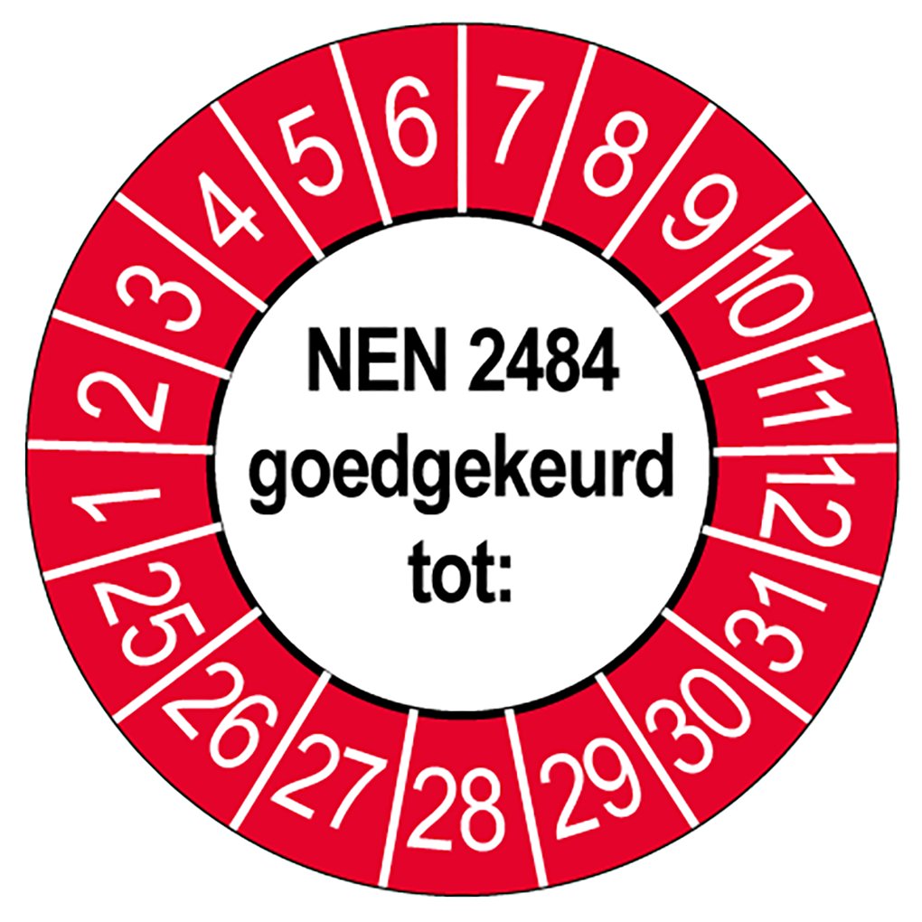 Keuringsstickers NEN 2484 | 50 - pack (10 strips) | Vinyl | 35 mm rond - Ricard Pictogram stickers - 8718133052941