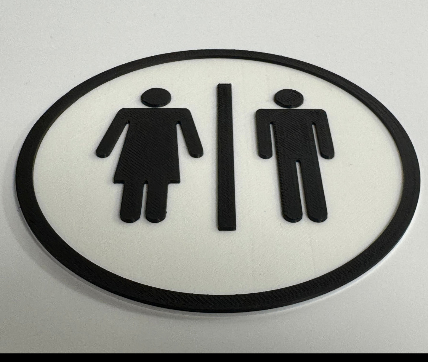PLA toilet bordje man en vrouw Wit-Zwart detail