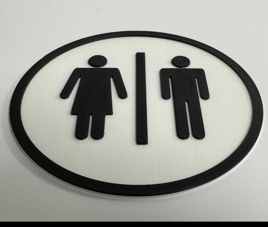 PLA toilet bordje man en vrouw Wit-Zwart detail