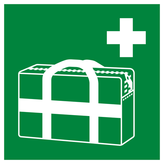 Medische noodtas sticker – groen ISO 7010 E027 pictogram