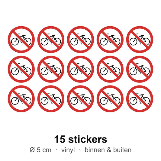 15 stickers Geen fietsen plaatsen, 5 cm