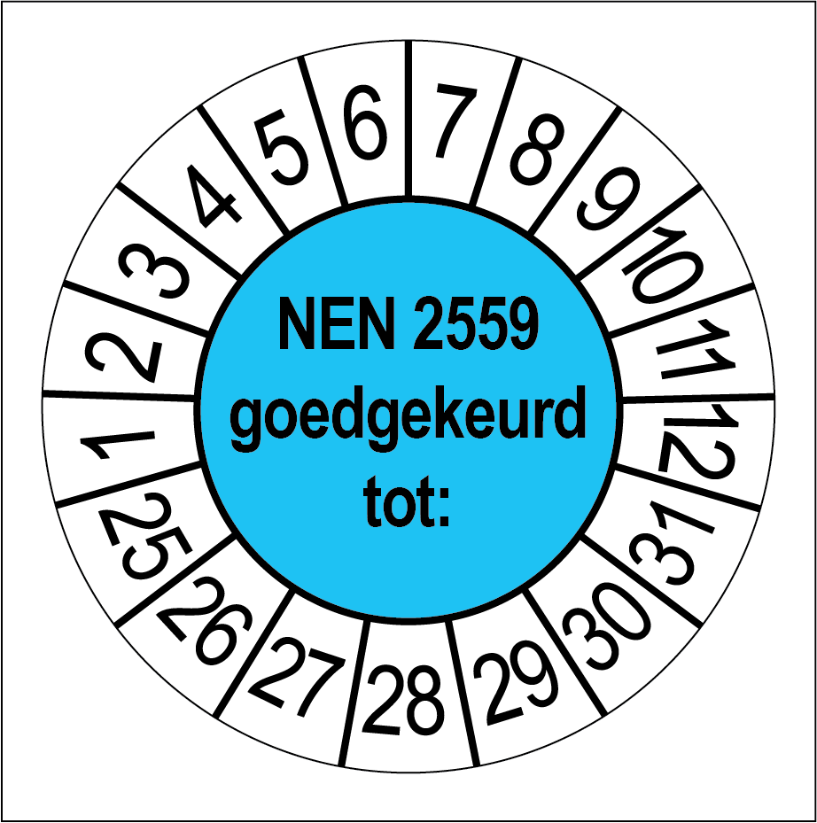 Keuringsstickers NEN 2559 Goedgekeurd Blauw - Rond 35 mm - Ricard