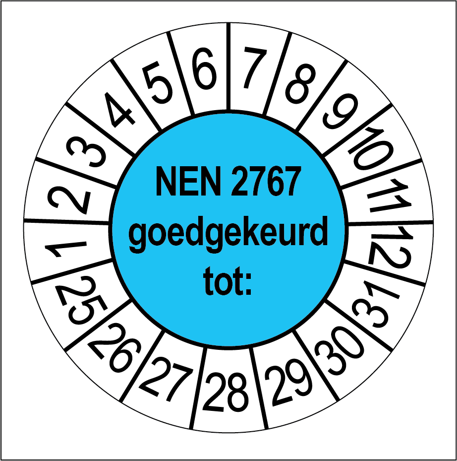 NEN 2767 Goedgekeurd Keuringsstickers | 50 stuks (10 strips) | 35mm Rond | Vinyl - Ricard Pictogram stickers - 8718133058400